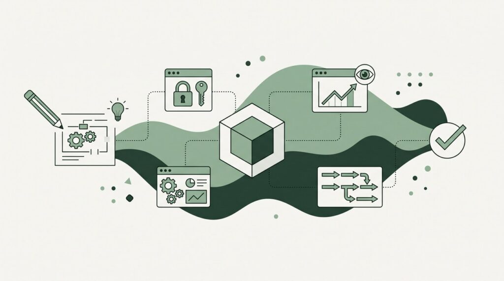Blueprint als fundament: van blauwdruk via auth, admin, monitoring en CI/CD naar een geverifieerd platform